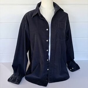 Vtg 90s Gap Fine Wale Corduroy Blue Button Up Shirt Oversized M L Grunge Shacket